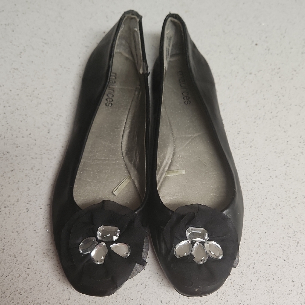 Maurices Black Flats w/Cute Blingy Detail Size 8